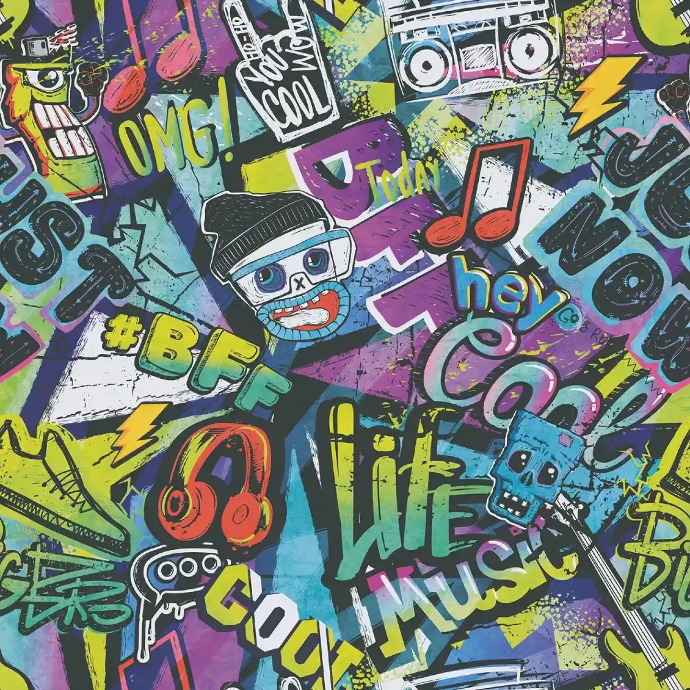 A.S. Création 771421 - Colourful Grafitti