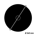 Illustration af loftroset Marbet R14 i hvid med en diameter på 340 mm, der fremhæver klassisk design