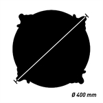 Silhuet af Marbet loftroset R3, viser rosettens diameter på 400 mm