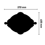 Marbet loftroset R4 med måleindikationer, 570 mm bredde og 400 mm højde. Stukkatur perfekt til at skabe karakteristiske lofter i enhver indretning