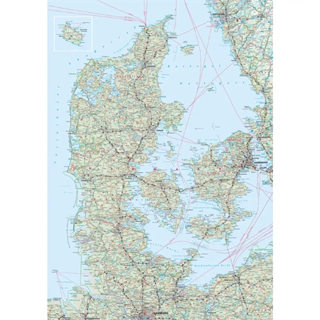 OUTLET: Danmarkskort Tapet 186 x 265 cm