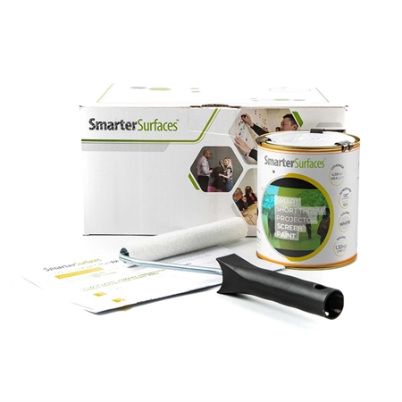 Smarter Surfaces projektormaling til kort projektionsafstand leveres med brugsanvisning og rulle