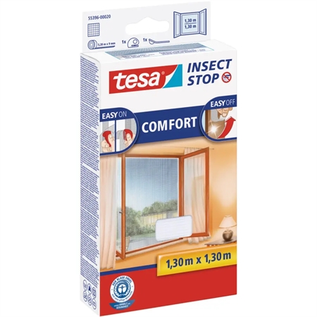 Tesa Insektnet Comfort i hvid, 1,30 x 1,30 meter, for effektiv beskyttelse mod insekter